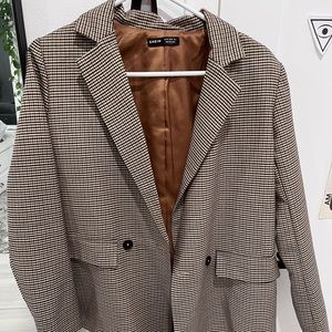 SHEIN Plaid Double Button Blazer
